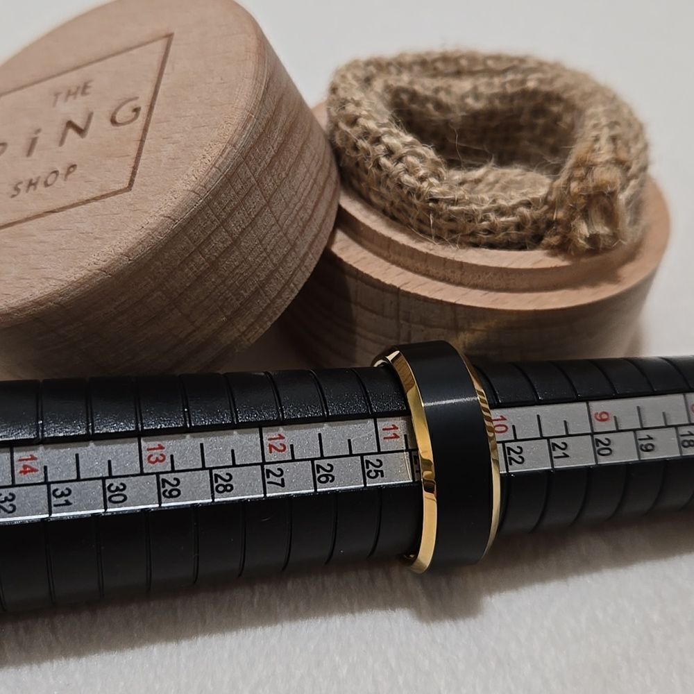 Gold and Black Tungsten Men's Ring - Picture 5 of 8